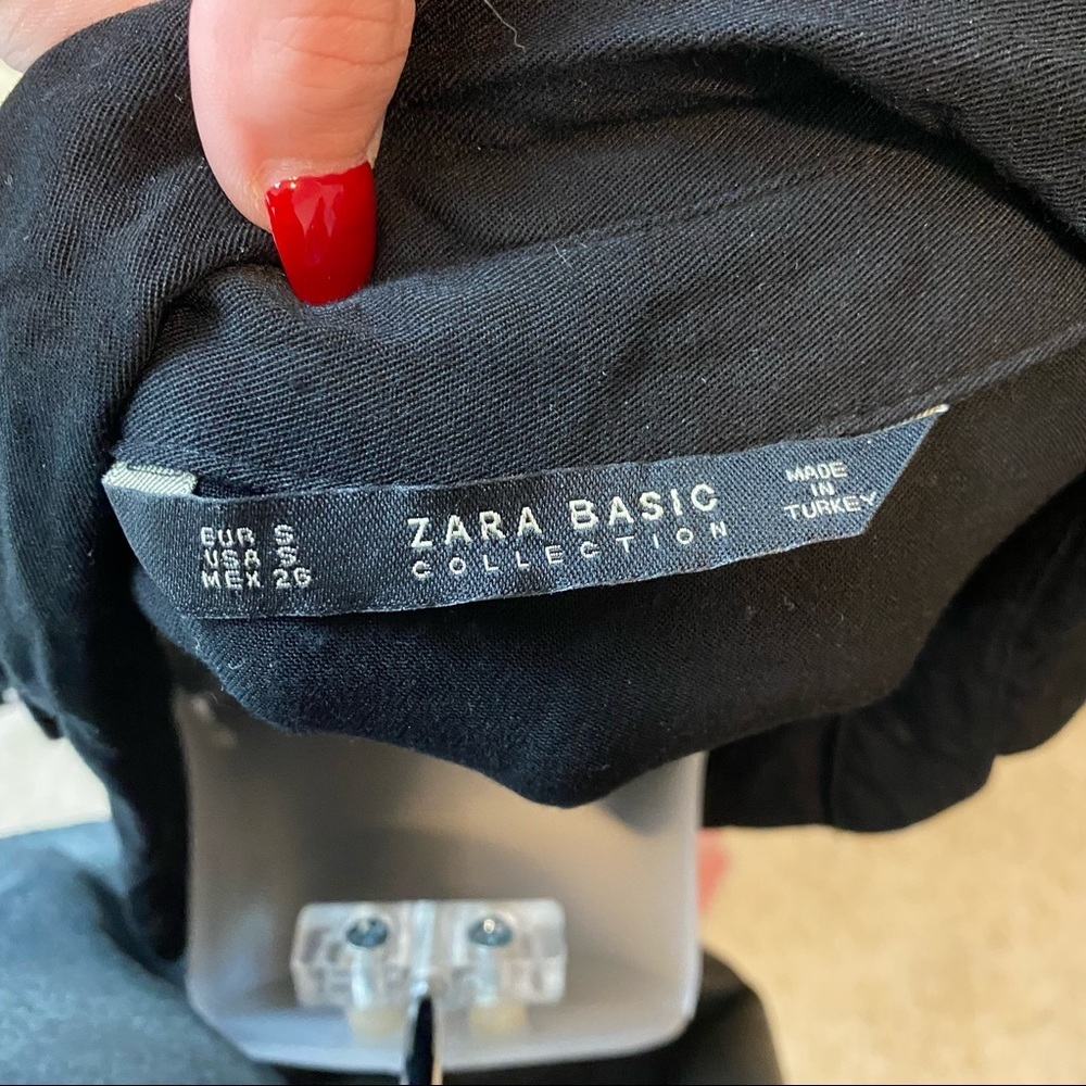 Zara black button up top with pearls on the shoulders - Picture 7 of 13